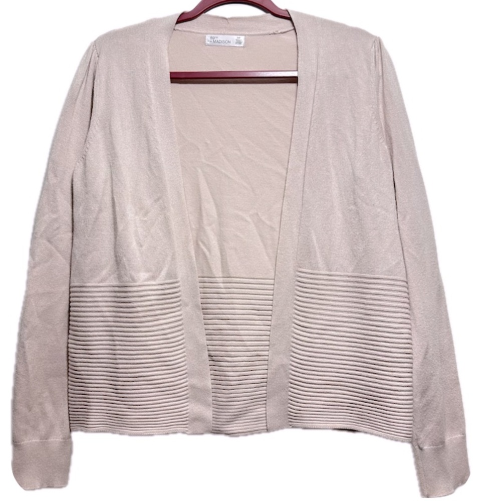 89th‎ + Madison peach pink tan cream open Cardigan Sweater - Small